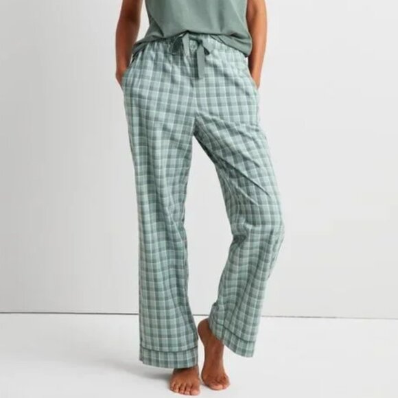State of Day Women's Printed Poplin Pajama Pants Green NEW - Picture 1 of 1